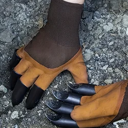 1 pair -garden digging gloves with claws - digging, planting, weeding, sowing, effortlessly protecting fingers and nails