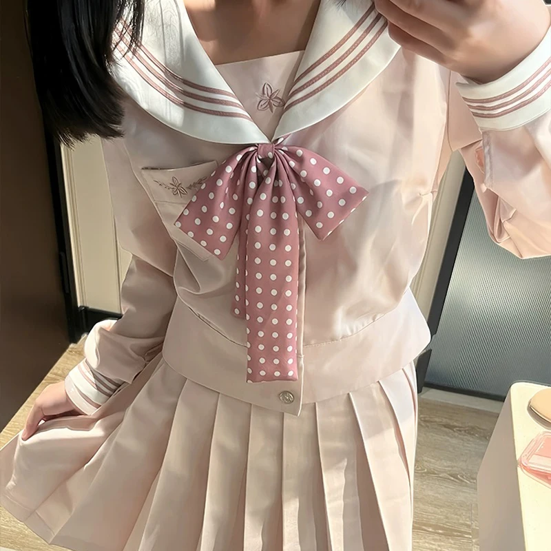 핑크색 세일러복 일본 세이버룩 세일러복 긴팔/반팔 여고생 한국 학생 JK 유니폼 세트