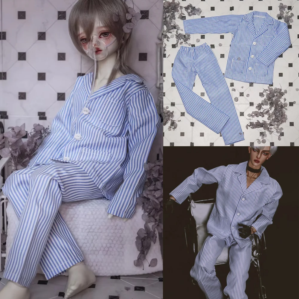 D09-P914 Children Handmade Toy 1/5 1/4 MSD 1/3 Uncle 68 73 ID75 BJD Doll Clothes Striped Uniform Pajamas 2pcs/Set