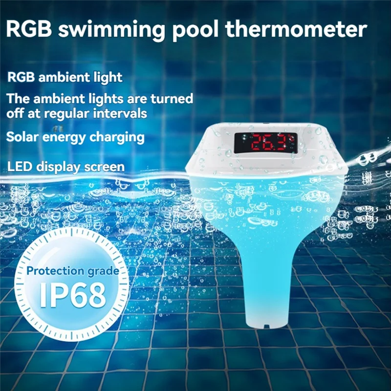 

ABPR-Swimming Pool Thermometer Solar Powered Pool Thermometer Wireless Floating Pool Thermometer