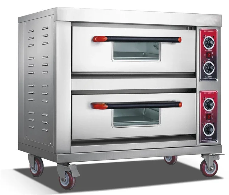 

2 Trays Combi Electric Baking Oven Thermometer 4 Layers Brick Pizza Air Fryer Bread Toaster Ovens Bakery Home