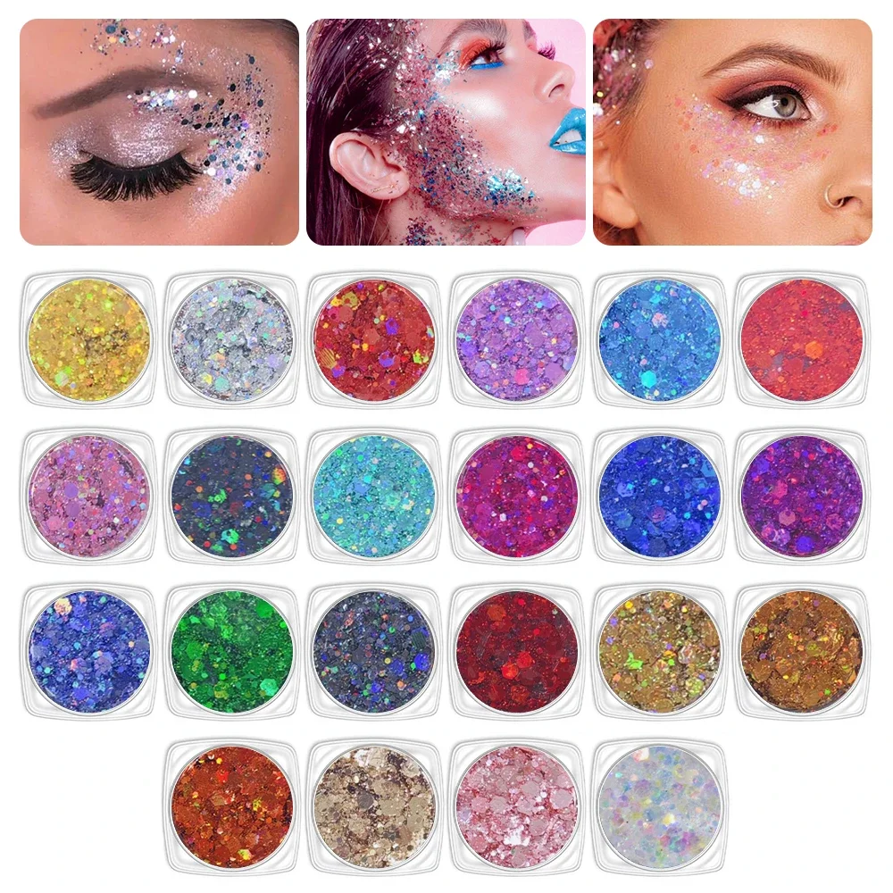 24 Colors Body Glitter Face Festivals Makeup Glitter Gel Face Eye Shadows Korean Makeup Festival Accessories Glitter for Eyes