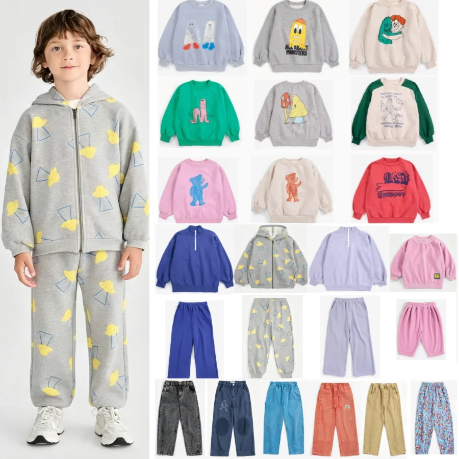 Kids Sweatshirt Plus Pants Set Fall Winter 2026 New Cute Plus Fleece Warm Boys and Girls Hooded Jacket Cotton Thickened Pants