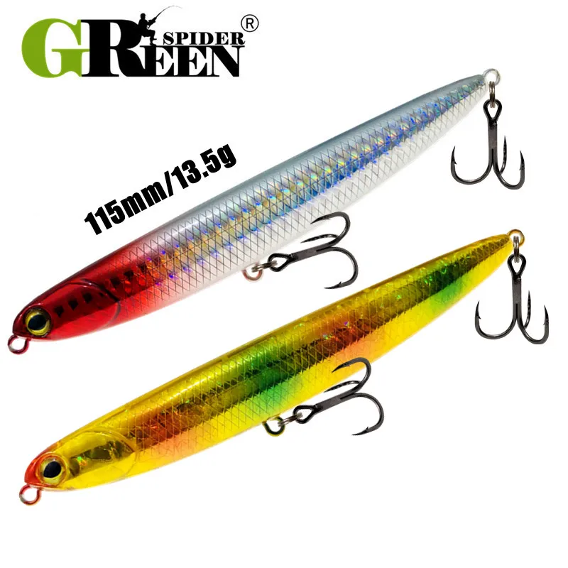 GREENSPIDER New Pencil Fishing Lures Artificial Stickbait Surface Walkers Floating Fishing Baits 115mm/13.5g Bass Pesca