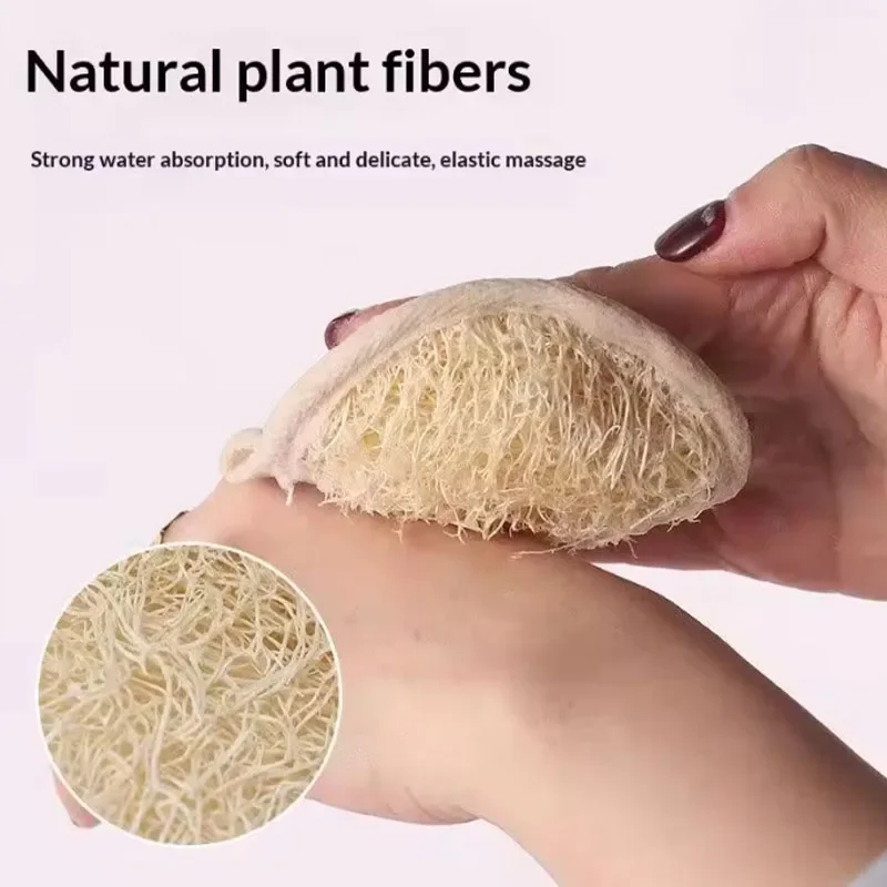 1/2/5Pcs Natural Loofah Exfoliating Sponges - Gentle Body Scrubber for Shower & Bath, Bamboo Fiber Cleaning Pads