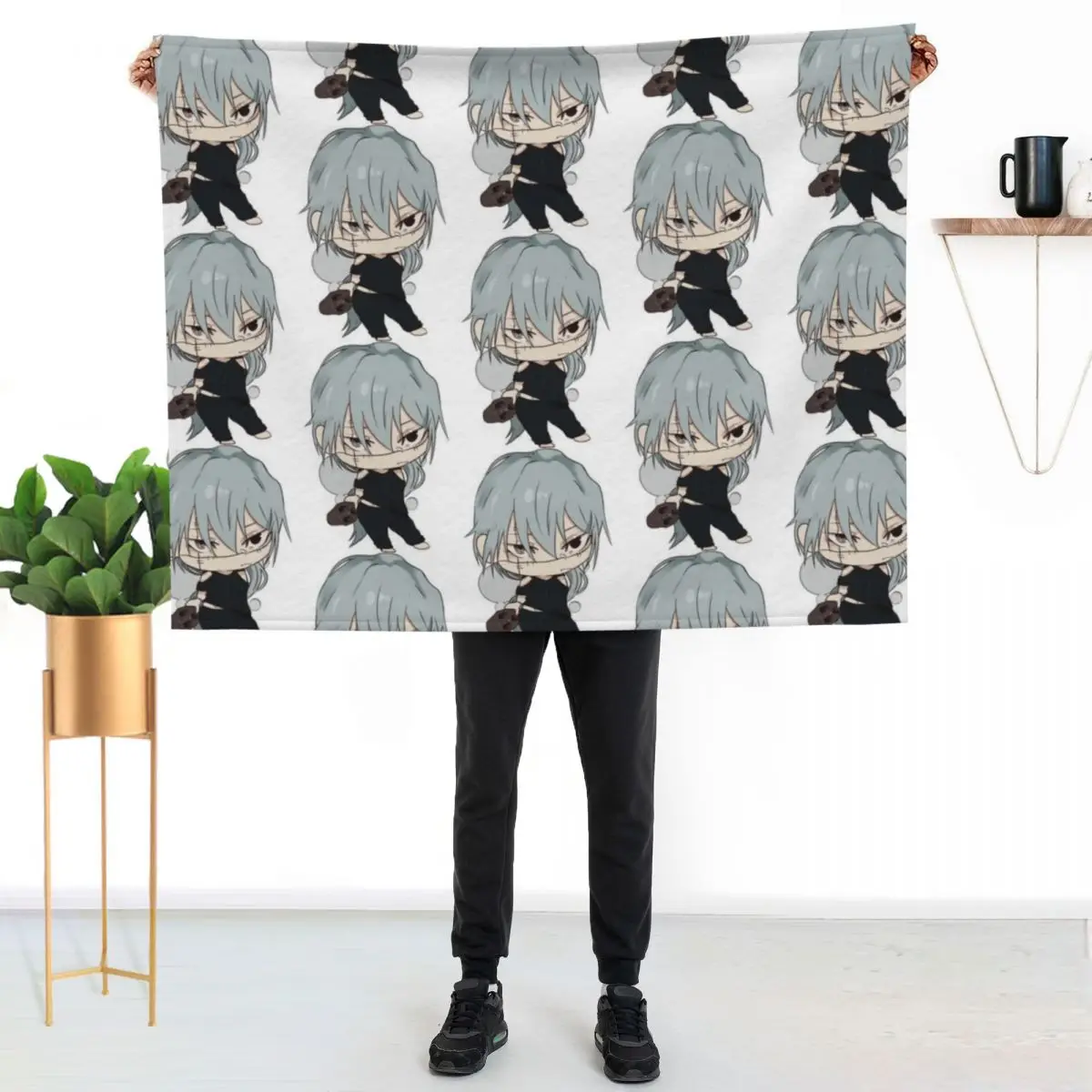 

Chibi mahito Throw Blanket Men's Soft Warm Throw Blanket for Couch