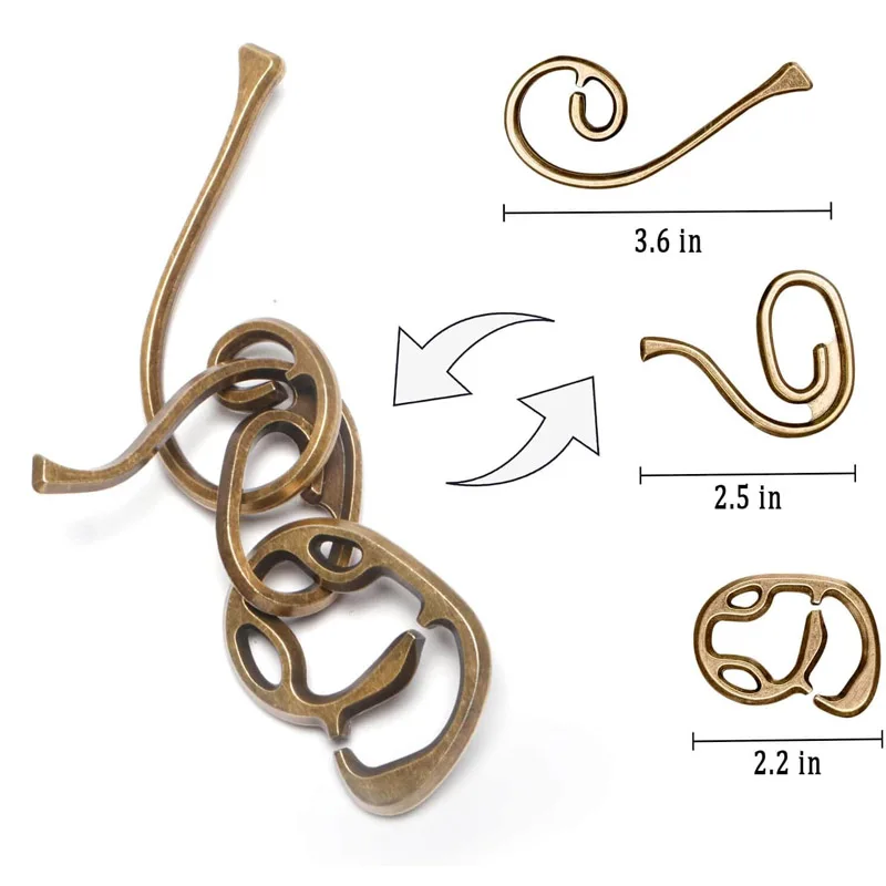 성인을위한 3PCS 금속 분리 퍼즐 어린이 매우 어려운 두뇌 티저 게임 말굽 잠금 IQ 테스트 교육 완구