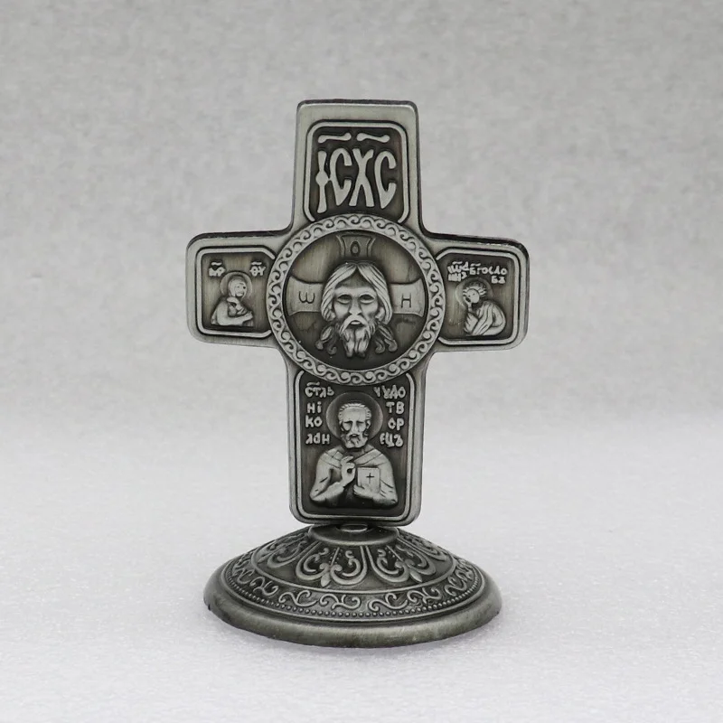 Mini Orthodox Alloy Cross Decoration Church Utensils Easter Decor Baptism Gift
