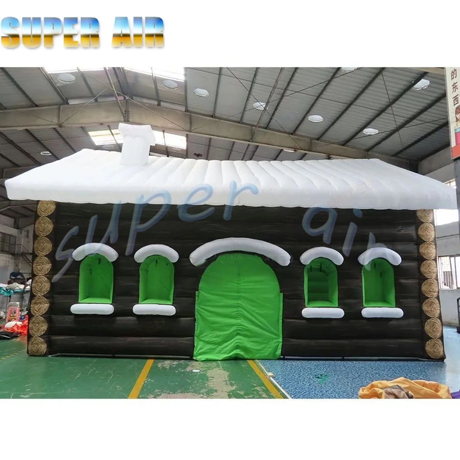 บ้านคริสต์มาสเป่าลมรูปซานต้าคลอสขนาด 6 มล. x 4 ม. x 3.5 ม. สำหรับตกแต่งคริสต์มาสเชิงพาณิชย์สำหรับกิจกรรมกลางแจ้ง