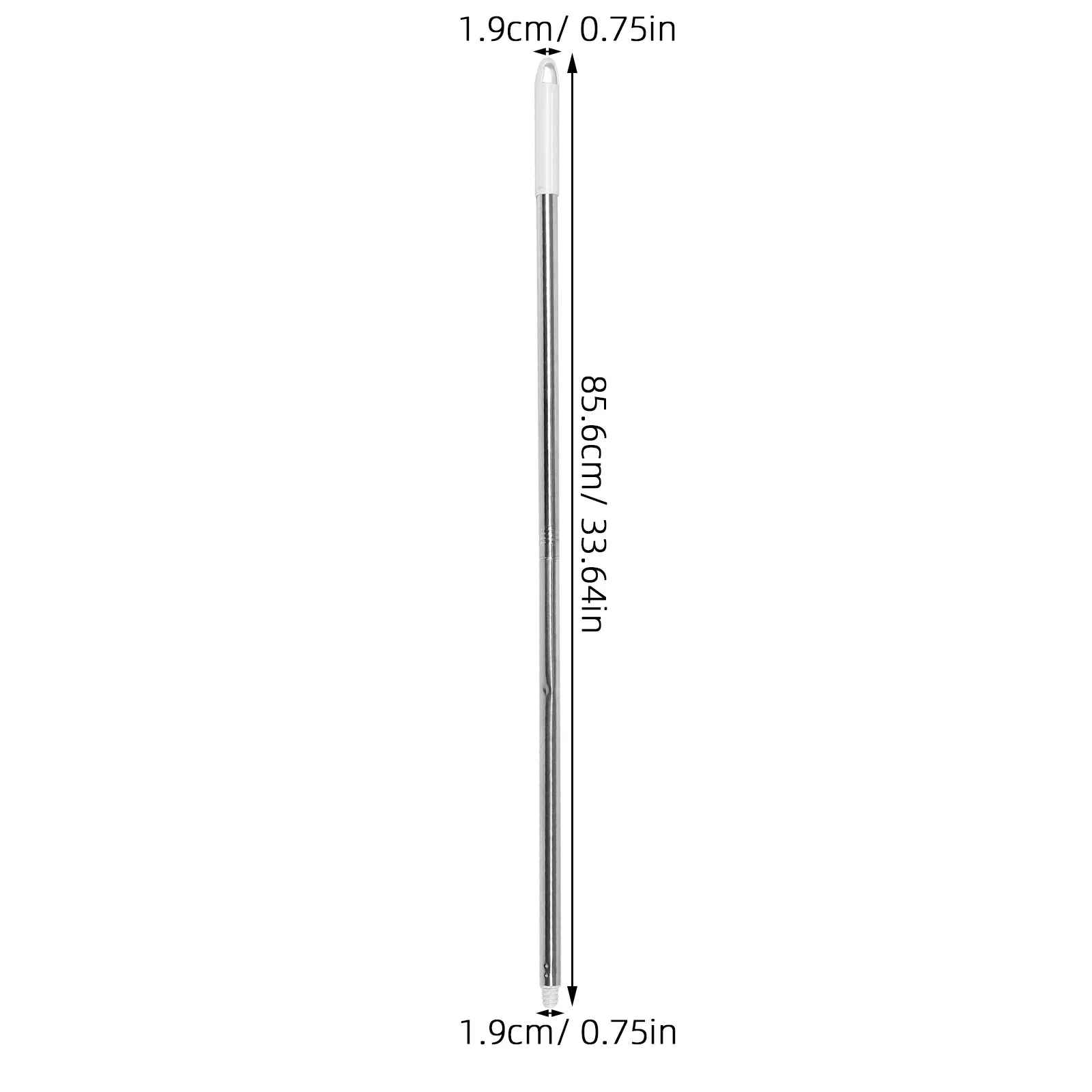 2Pcs Stainless Steel Broom Handle Threaded Heavy-Duty Replacement Screw-in Mop Stick Universal Two-Section Rod Home Office
