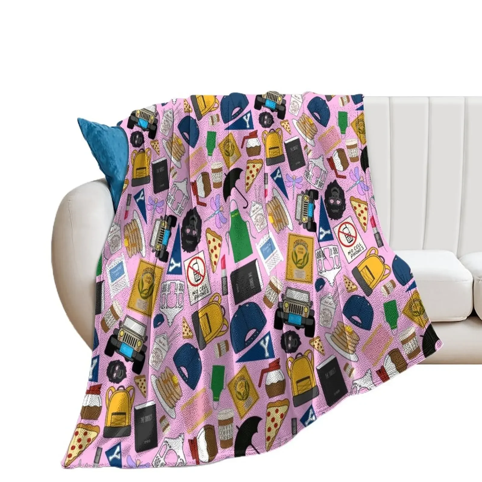 Ultimate Fan Pattern Icons All Over Print Pink Pack Throw Blanket Decorative Throw for sofa Nap Plush Blankets