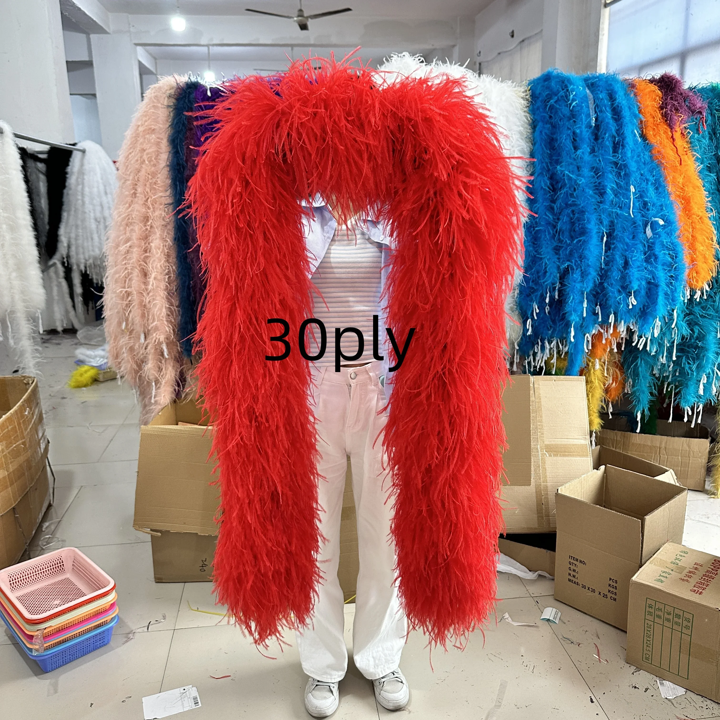 10-35ply Natural Ostrich Feathers Boa Fluffy Coat Shawl Scarf for Wedding Party Dress Carnival Costume Decoration Plumes Crafts