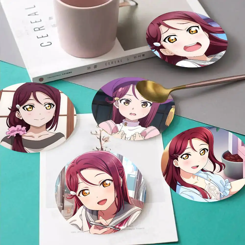 1pc Riko Sakurauchi Anime Characters Wooden Coaster Colour Printing Cup Mat Home Desk Decoration Gifts