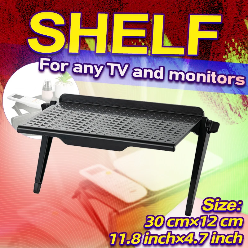 TV Screen Top Shelf Adjustable Computer Monitor Desktop Display Stand Storage Rack Holder Home Office Organizer