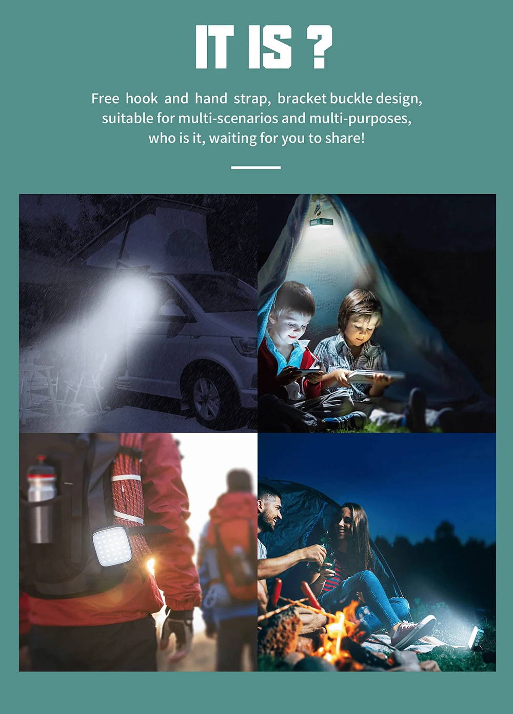 WUBEN F5 wiederaufladbare Campingleuchte, 500 Lumen, multifunktionale, wasserdichte, tragbare Außenleuchte mit mobilen Powerbank-Funktionen – Detail 9