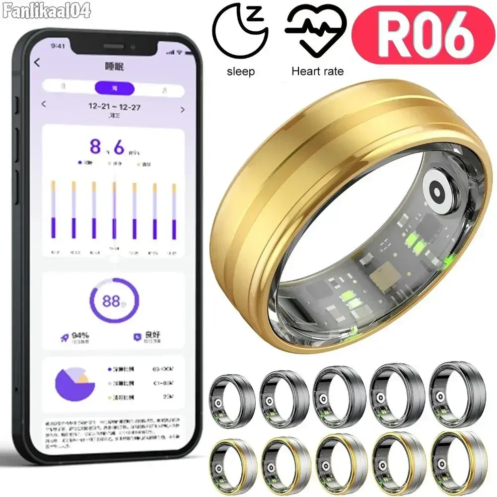 Smart Ring For Android IOS R06 Military Grade Titanium Steel Shell Health Blood Oxygen Monitoring Men Women Fitness Smartring