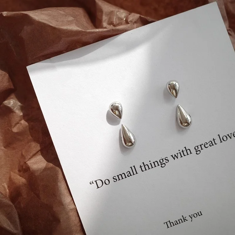 Minimalist Gold Color Water Drop Stud Earrings For Women Temperament Compact Glossy Teardrop Metal Earring Daily Party Jewelry