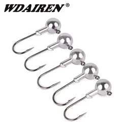 5 Pcs Lead Jig Head Fishing Hook Carbon Steel Fishhook for Soft Worm Lure 3.5g-14g Barbed Carp Fishing Hooks Fishing Accessorie