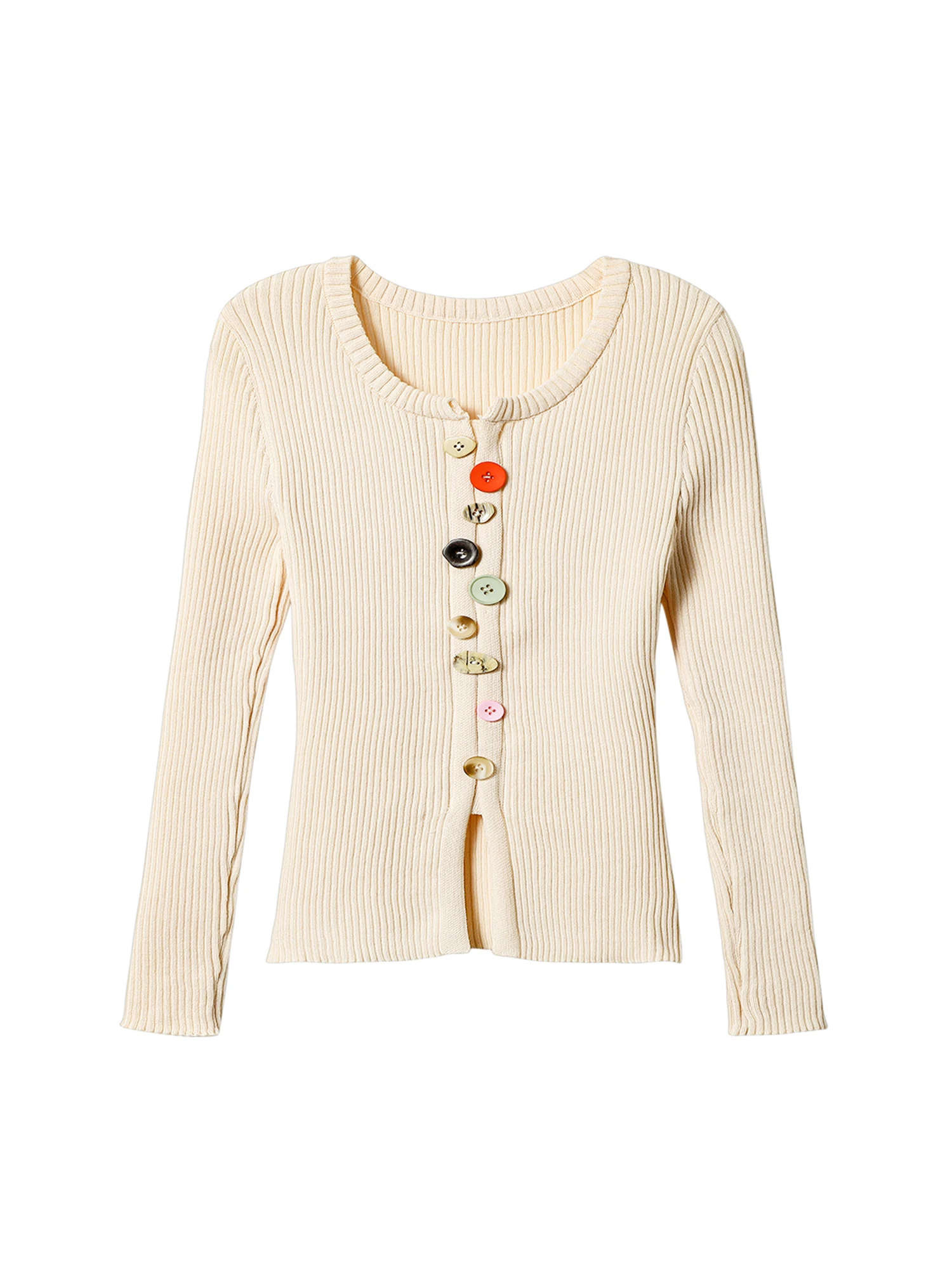 Women's Apricot Knit T-shirt Y2k Gyaru Tee Top Vintage 90s Aesthetic Long Sleeve Striped Knitwear T-shirts 2000s Clothes Autum