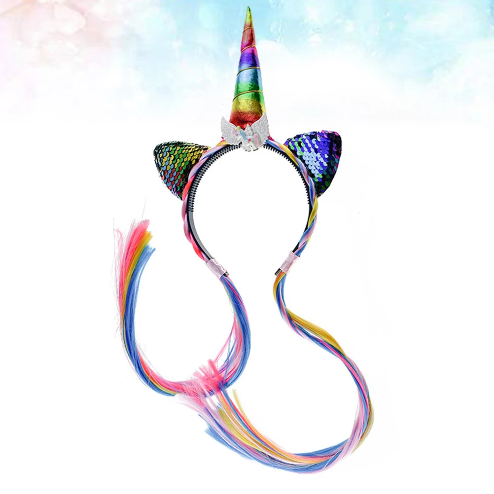 

Sequin Unicorn Hair Hoop Adorable Fashionable Holiday Masquerade Party Supplies Halloween Cosplay Headwear Unicorn Hair Hoop
