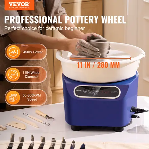 SucceBuy Pottery Wheel 11 inch Pottery Forming 450W Electric Wheel for Pottery Direct Drive Ceramic Wheel for DIY Art Craft Blue