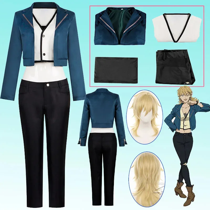 

Kristen Cosplay Anime LAZARUS Cosplay Costume Christine Costume Dark Blue Uniform Jacket Vest Pants Suit for Woman Girl Clothing
