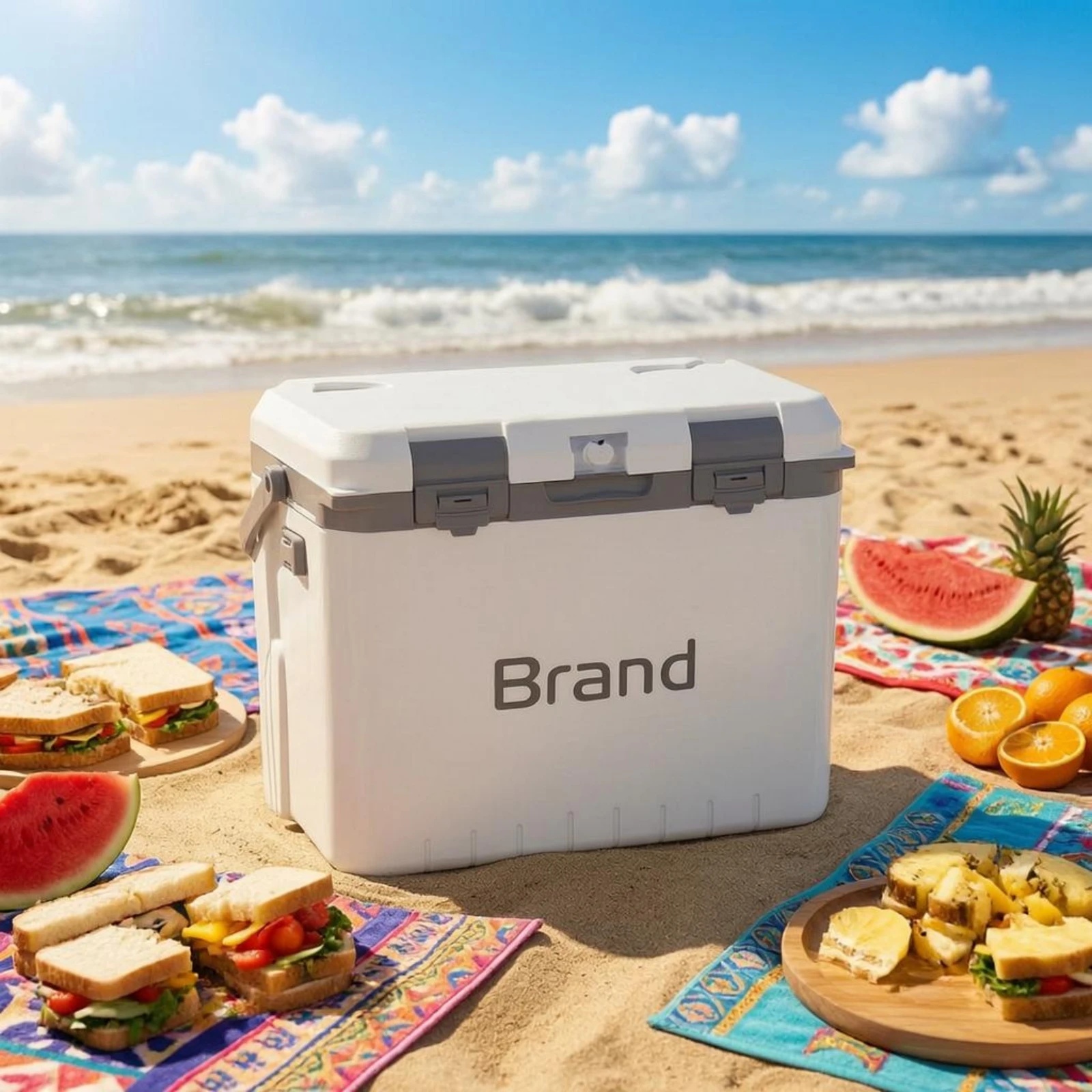 EPS Cooler Box Latch Closure Insulated Cooler Box Thermal Storage Container Carry Handle Portable Ice Chest Rectangular