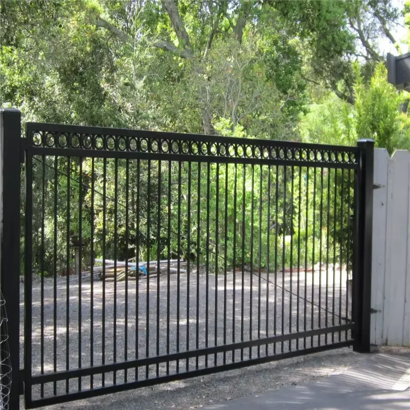 2026 Wrought Iron Security Fence Panels PVC Coated Driveway Sliding Gate for House Main Estate High Style Automatic Trellis