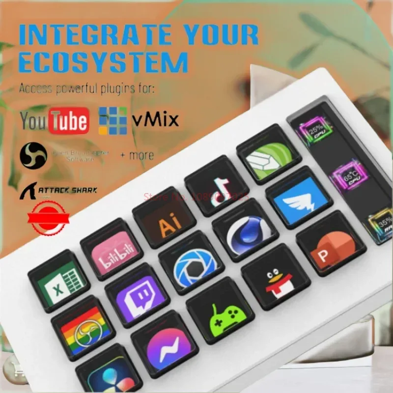 Imagem -04 - Tubarão Stream Deck Branco Studio Controller 15 Teclas Macro Ações de Gatilho em Apps Software Como Obs Twitch e Mais