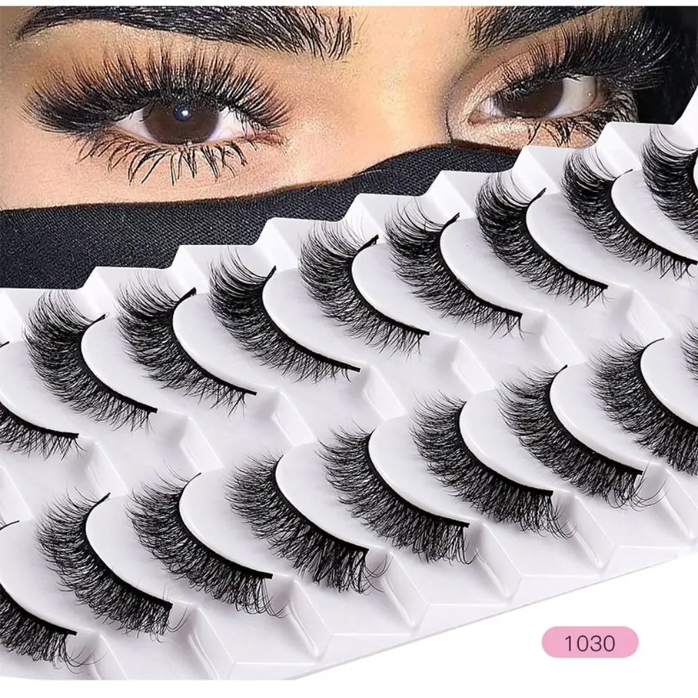 10 pares de pestañas postizas naturales largas de belleza para mujer pestañas de visón 3D esponjosas y tenues banda negra volumen pestañas extensión de pestañas