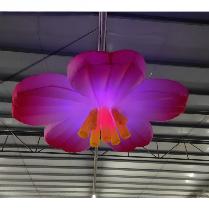 

Hanging 1.5m LED Plum Blossom Dia Inflatable Inflatable Flower with 16 Colors Changing Light for Event Showing Stage Decoration