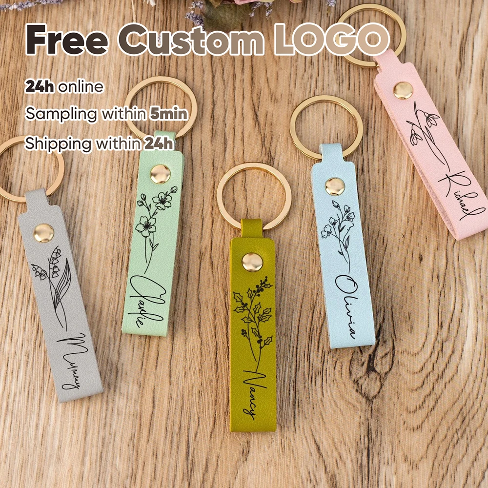 

Free Custom PU Leather Keychain Personalized Engraving Leather Key Chains Name And Date Wedding Keyring Keychain Wedding Gifts