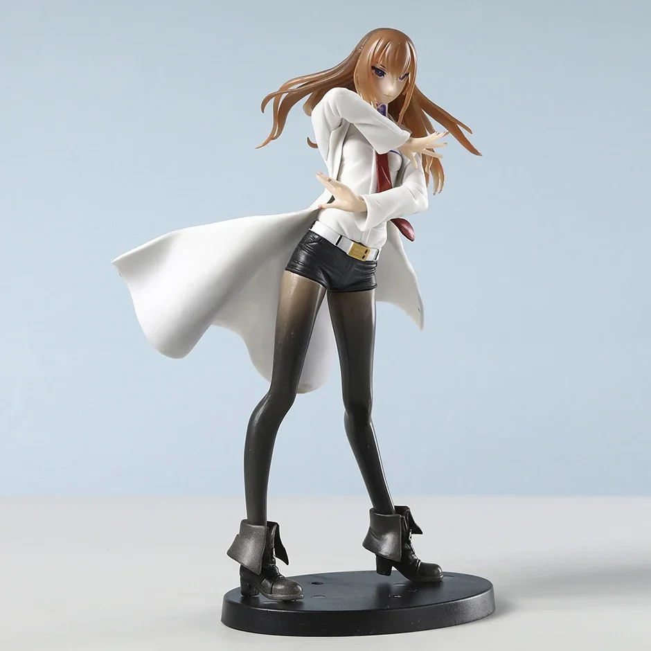 21.5cm Steins Gate Makise Kurisu White Coat Style PVC Figure Model Anime Collection Toy Gift