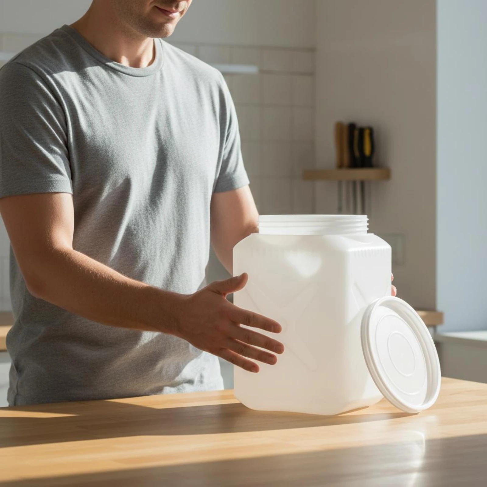 Fermentation Barrel with Lid Spill-Resistant Food-Safe Storage Drum Food-Safe Water Pail Hermetically Sealed Closure Sturdy Duty view 3