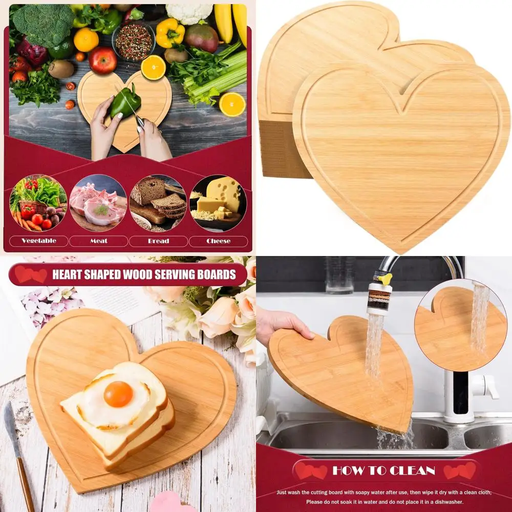 

Бамбуковые доски в форме сердца на день Святого Валентина с канавкой для сока, 12,8x11,3, набор из 12 шт. для свадебных подарков