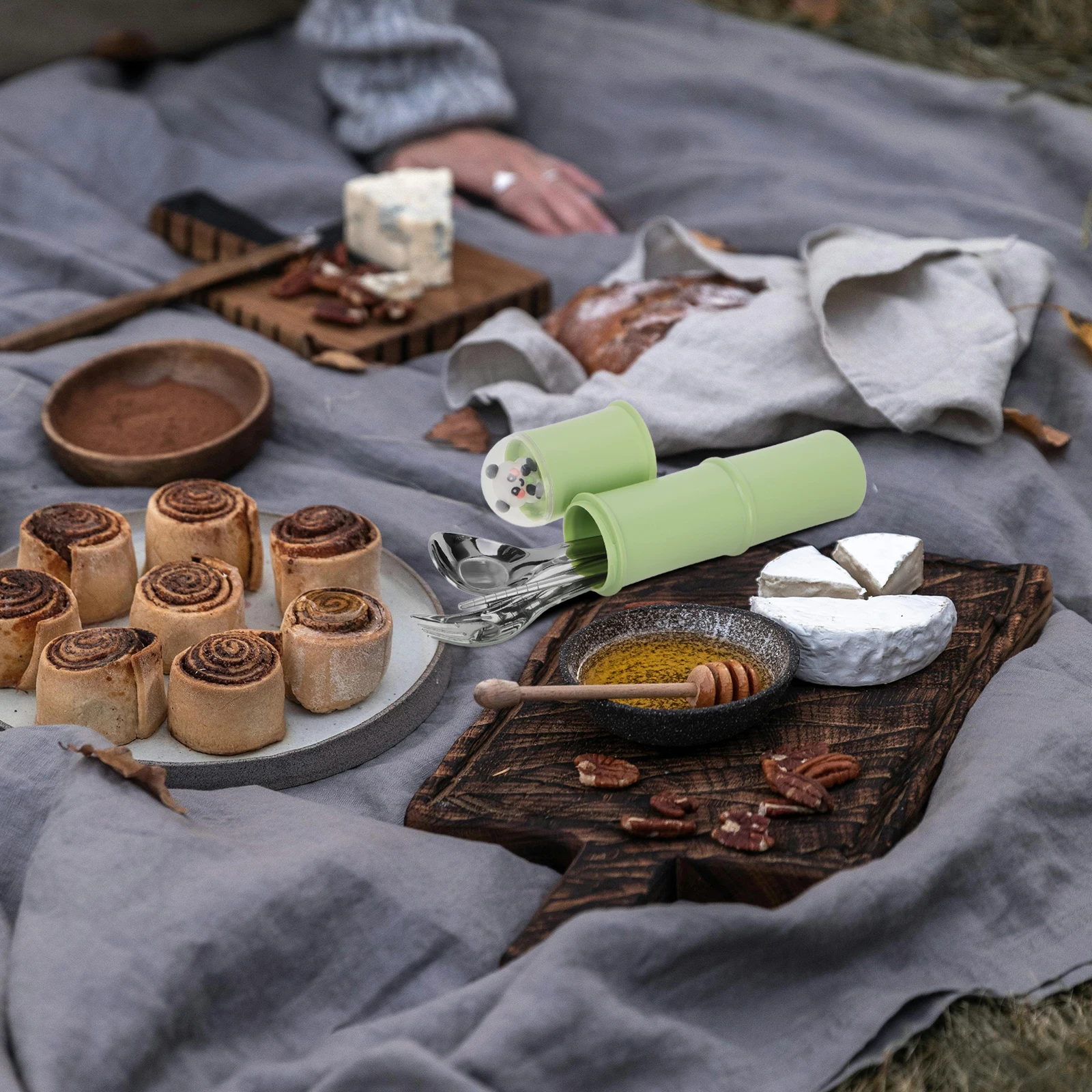 

1 set 1 Set Portable Cutlery Set With Case Reusable Fork Spoon Chopsticks Stainless Steel Travel Camping Picnic Outdoor Utensils