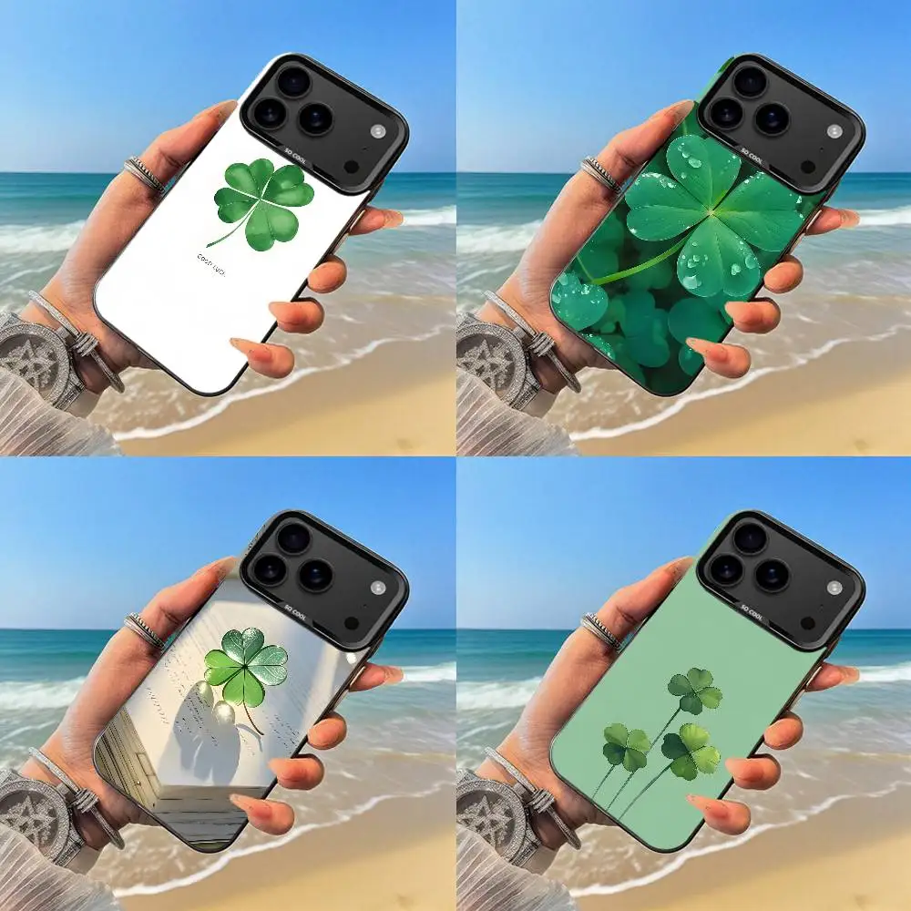 

Lucky Four Leaf Clover Phone Case Black case for iPhone17,16,15,14,13,12,Pro,Max,Plus,E,SE4,Air,Mini