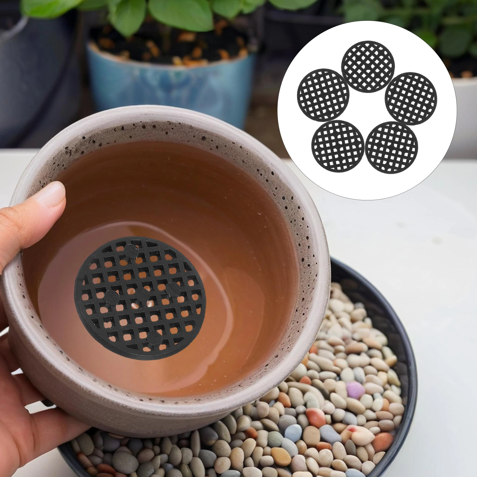 

300pcs Flowerpot Flexible Drainage Mesh Pads Bottom Hole Mat For Pots Reusable Plastic Pot Filter Mat Enhance Root Ventilation