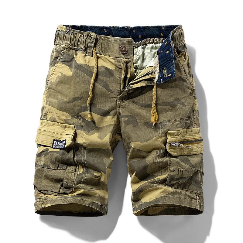 Pantalones cortos de camuflaje de algodón para hombre, Bermudas informales para correr en la playa, novedad de verano, 2024