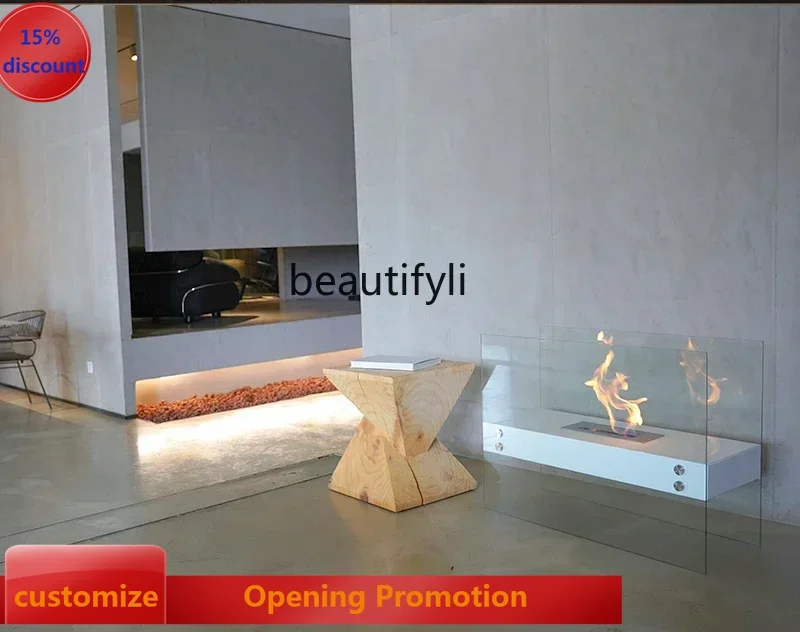 

Nordic modern fireplace TV wall custom indoor real flame ornament ethanol