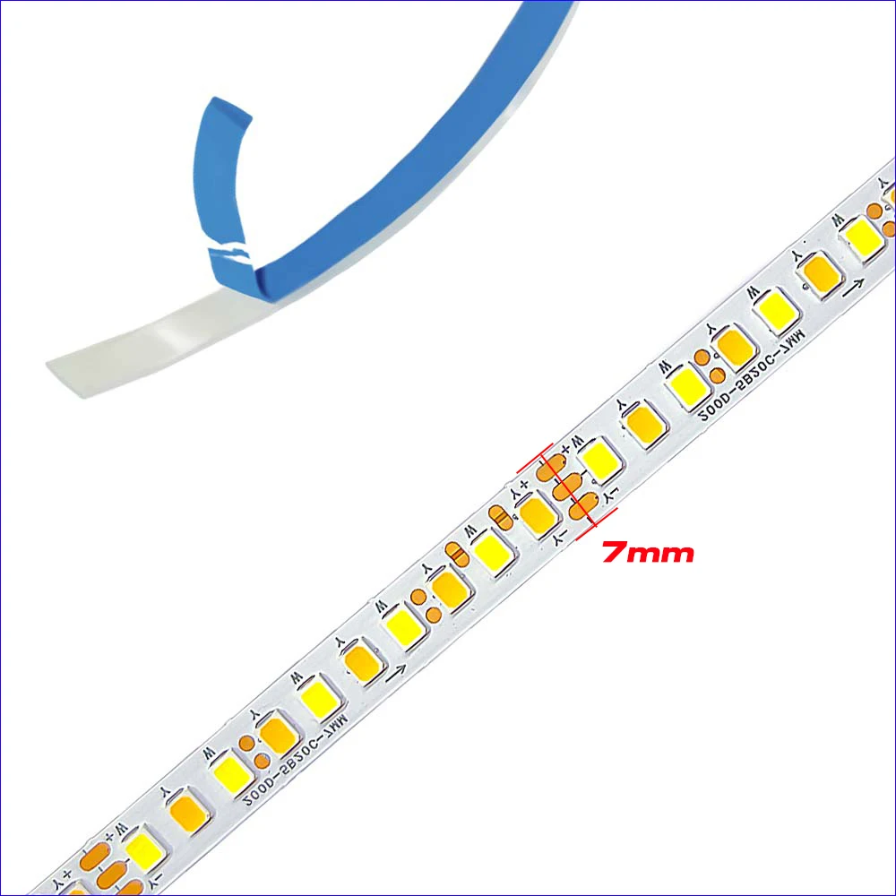 (3 solder joints) 5 meters 2835-200D-7mm SANAN Chip LED strip constant current LED ribbon 20W×2/Meter 3colors light belt.