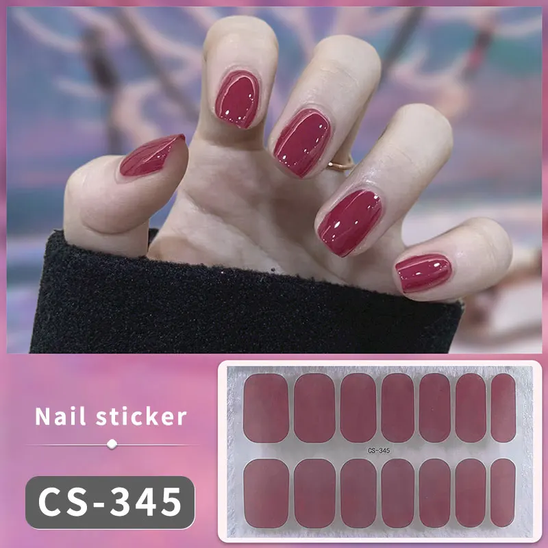 Diy Gel Nagelstickers Uitgehard-Gratis Duurzame Effen Kleur Nagelstrips Patch Schuifsticker Volledige Cover Sticker Nail Manicure Patch