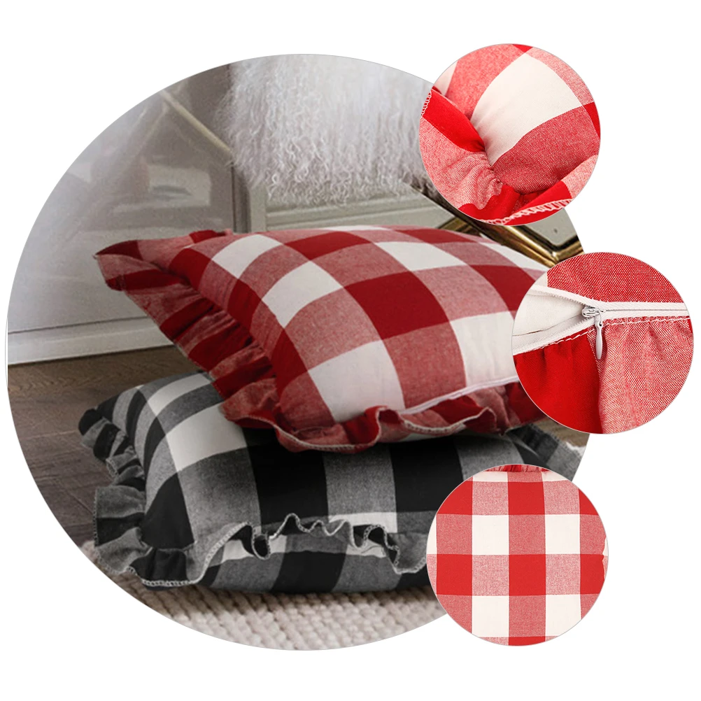 

Pillow Case Covers Silk Cotton Pillowcase Throw for Couch Chic Protector Checkered Office