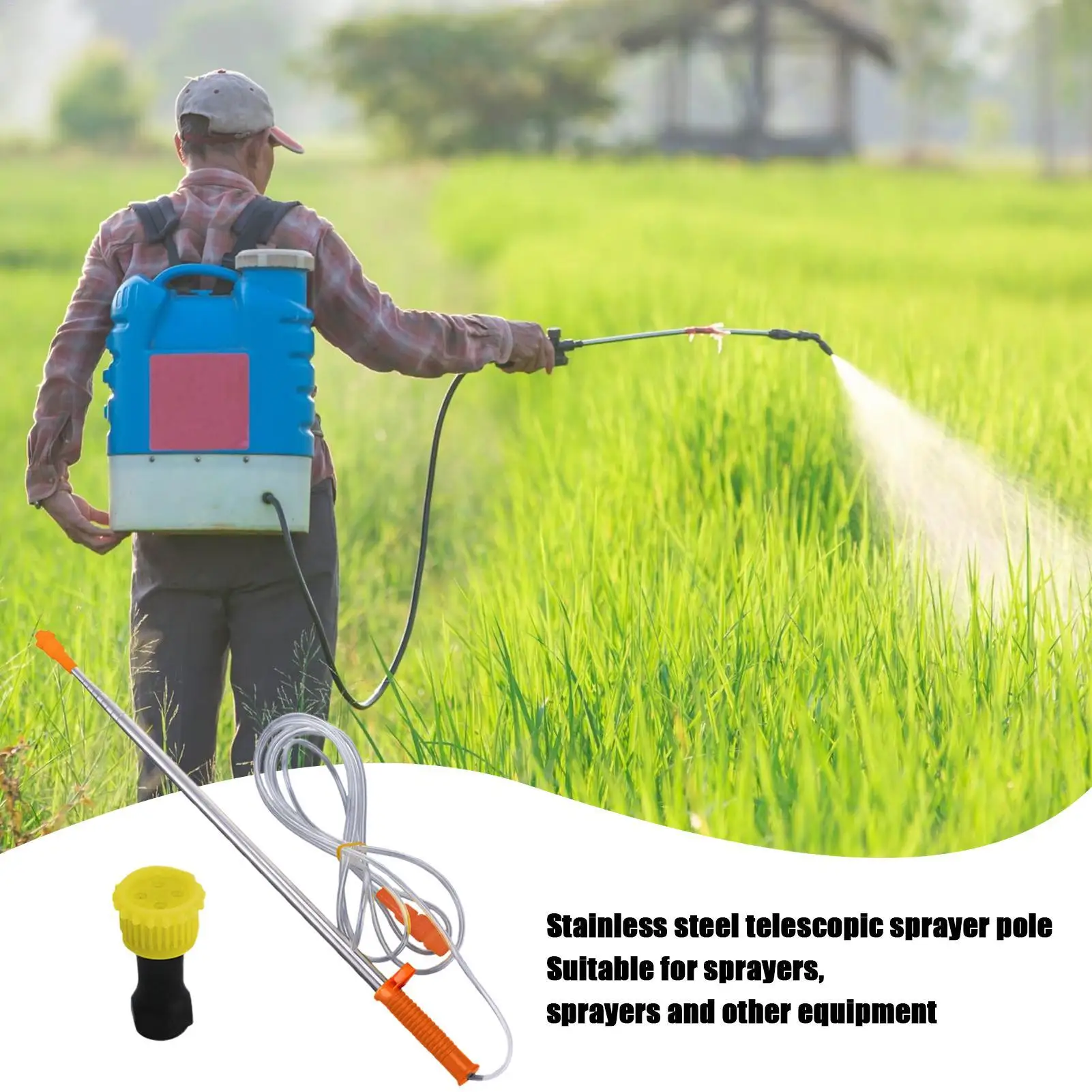 2.6m Stainless Steel Telescopic Spray Rod for Garden Pesticide Sprayer & Irrigation Nozzle Extension Tube Accessories