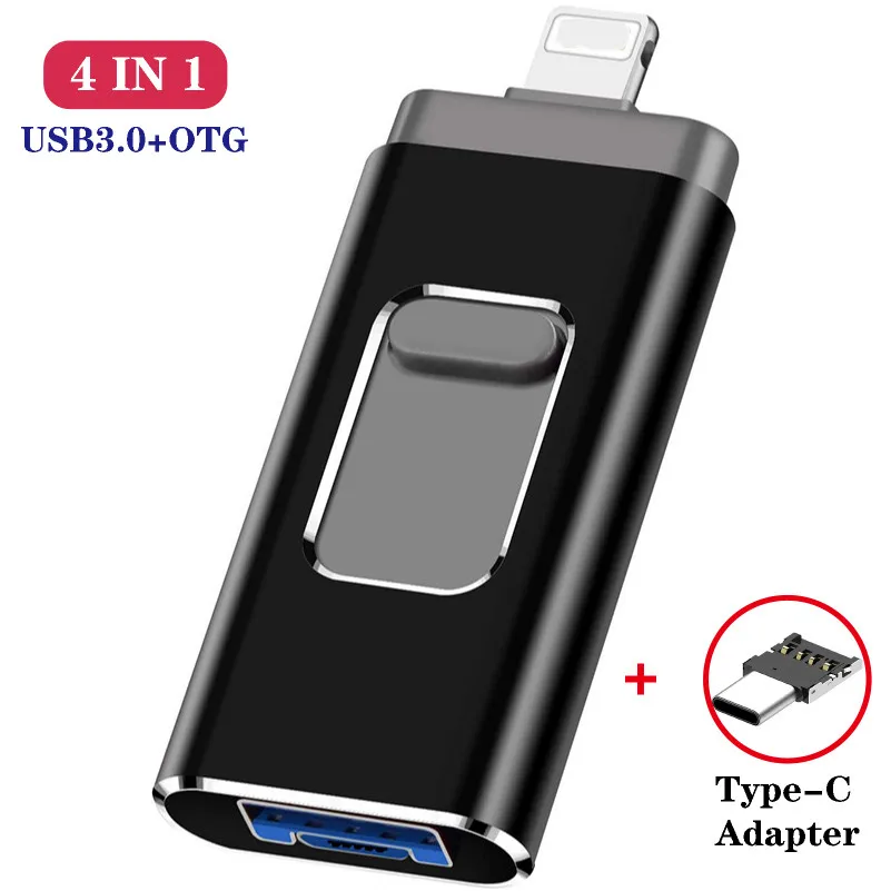 Unidad Flash Usb 4 en 1 para Iphone, Ipad, Android, 8gb, 16gb, 32gb, 64gb, 128gb