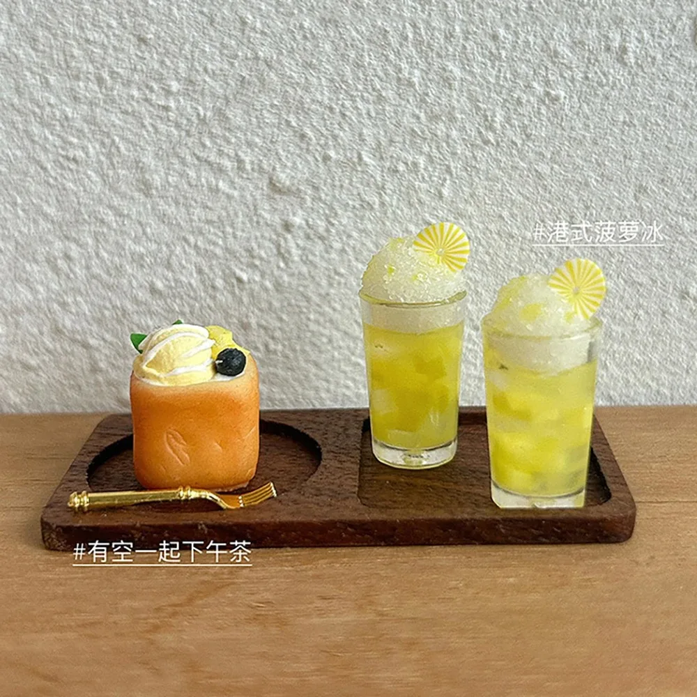 Miniature Dollhouse Yellow Fruit Juice Pineapple Ice Sand Pl