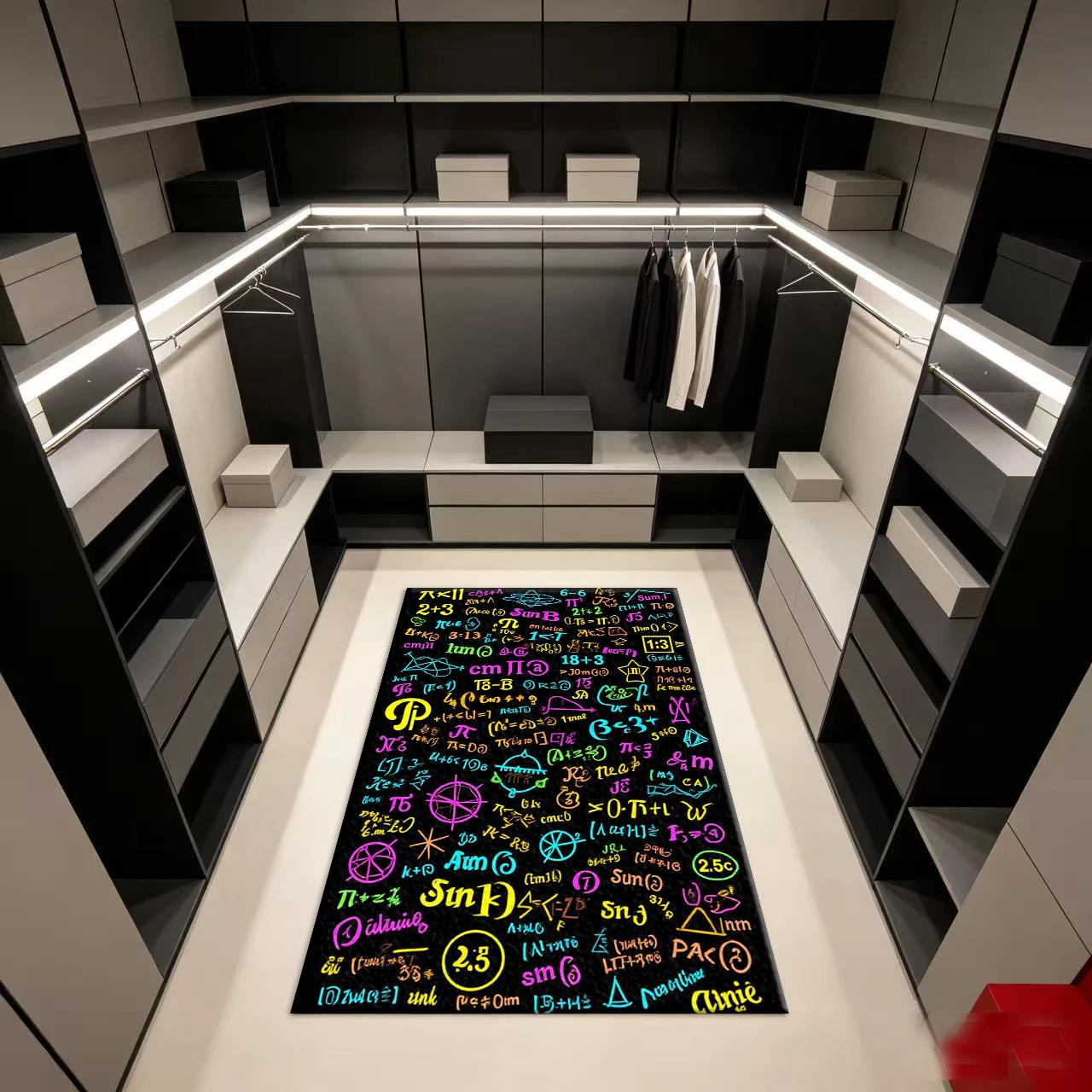 Colorful Math Symbol Graffiti  - Printed Rug Abstract 评论和价格