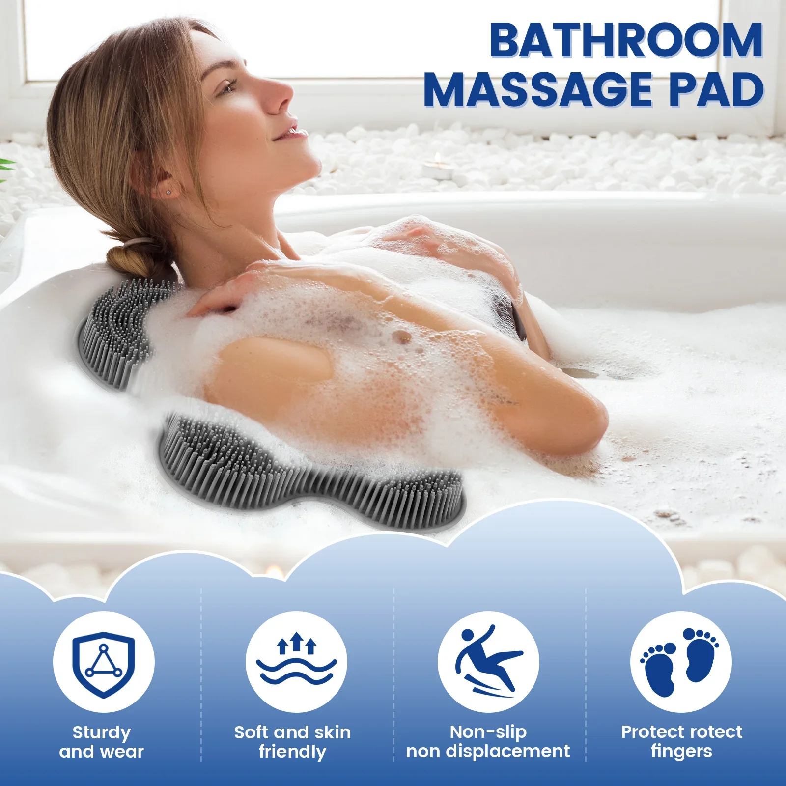 Silicone Foot Scrubber Exfoliating Shower Massage Scraper  Non-slip Wash Foot Pad Massage Shower Mat with Sucker Bathing Tool - view 3
