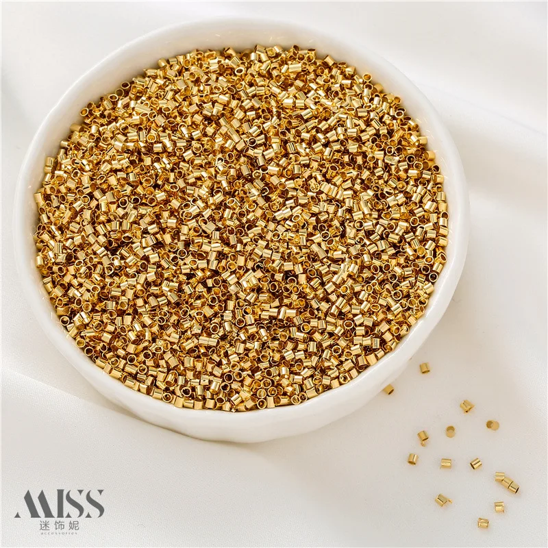 14K Gold Plated 1.3mm Positioning Tubes Crimp Beads For DIY Jewelry Making