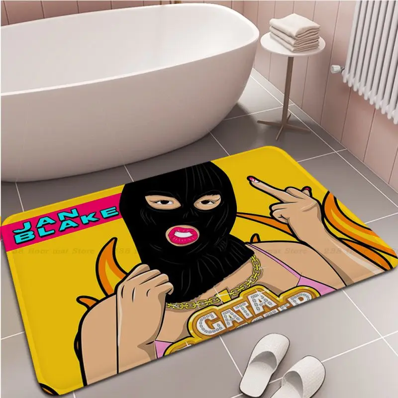 Trap Girl In Ski Mask Art Smoking Bath Mat INS Style Soft Bedroom Floor House Laundry Room Mat Anti-skid Bedside Mats